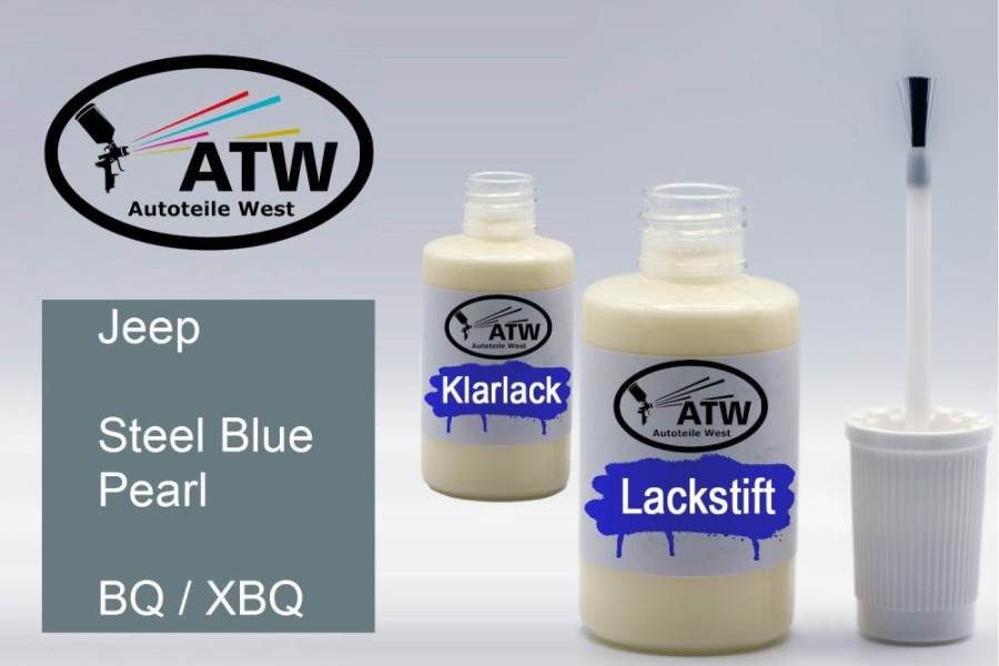 Jeep, Steel Blue Pearl, BQ / XBQ: 20ml Lackstift + 20ml Klarlack - Set, von ATW Autoteile West.